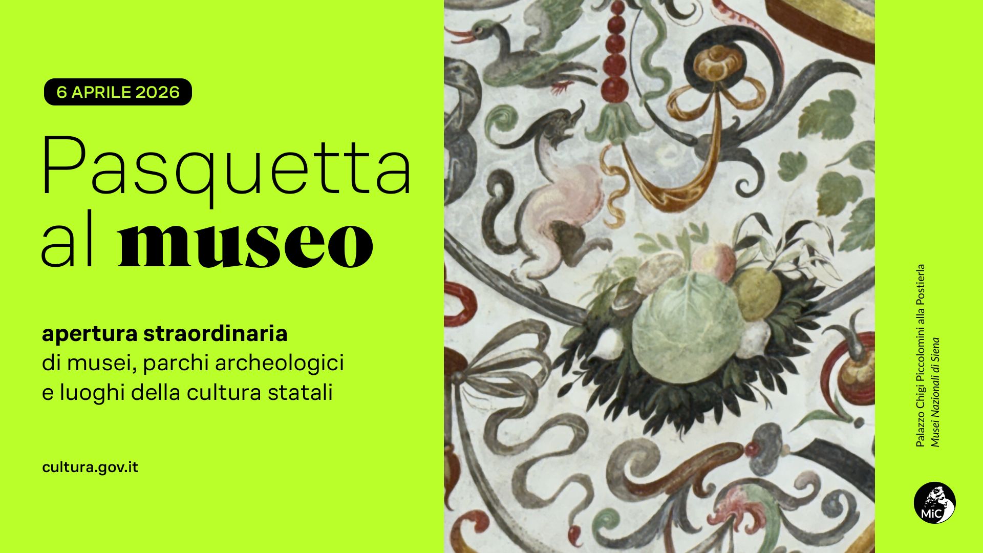 Lunedì 6 aprile 2026: Pasquetta a Palazzo Chigi Piccolomini alla Postierla
